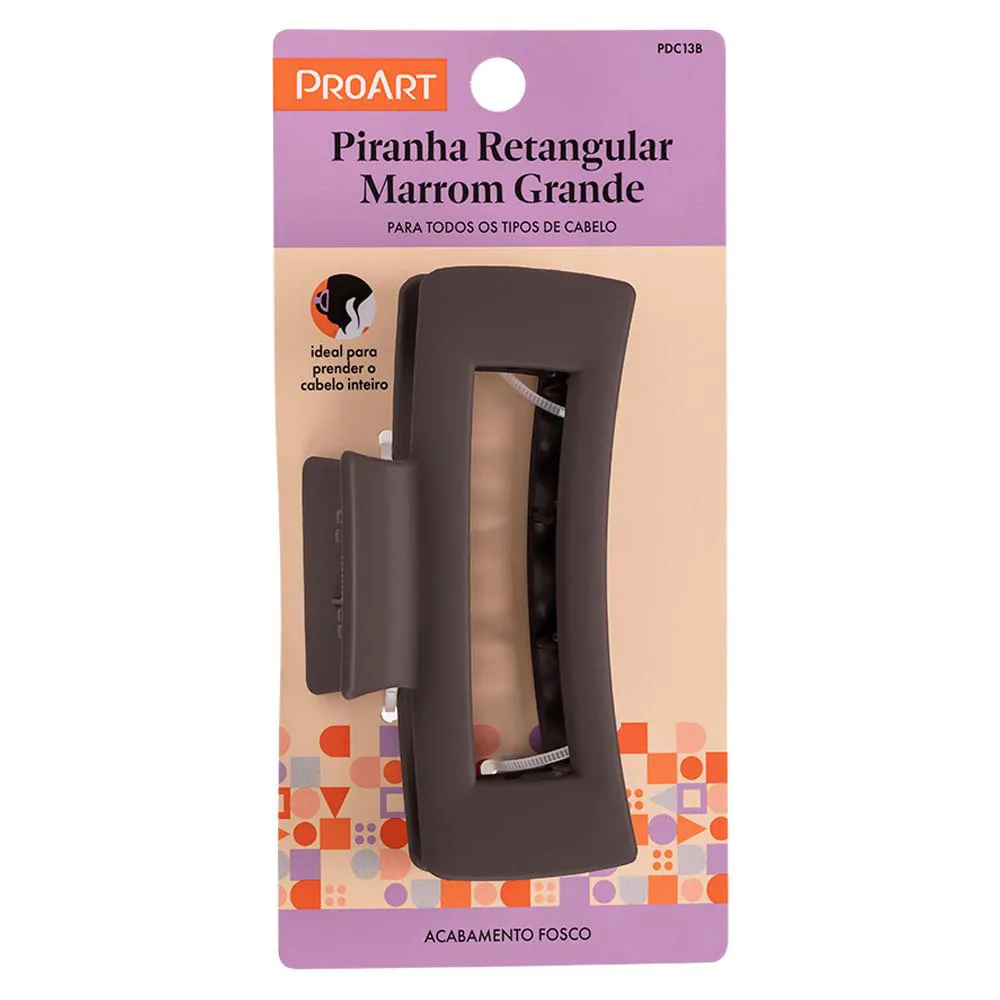 Prendedor de Cabelo Retangular Proart Grande Marrom 1 Un