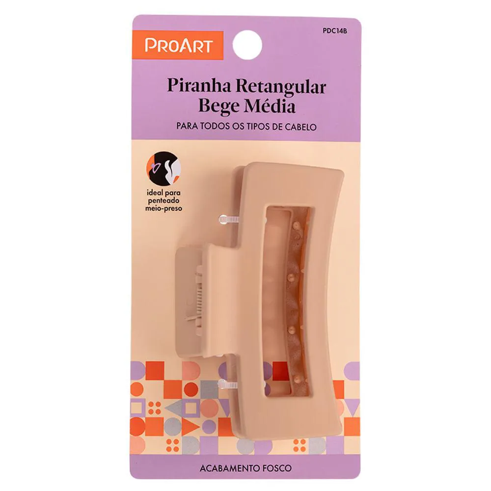 Prendedor de Cabelo Retangular Proart Média Bege