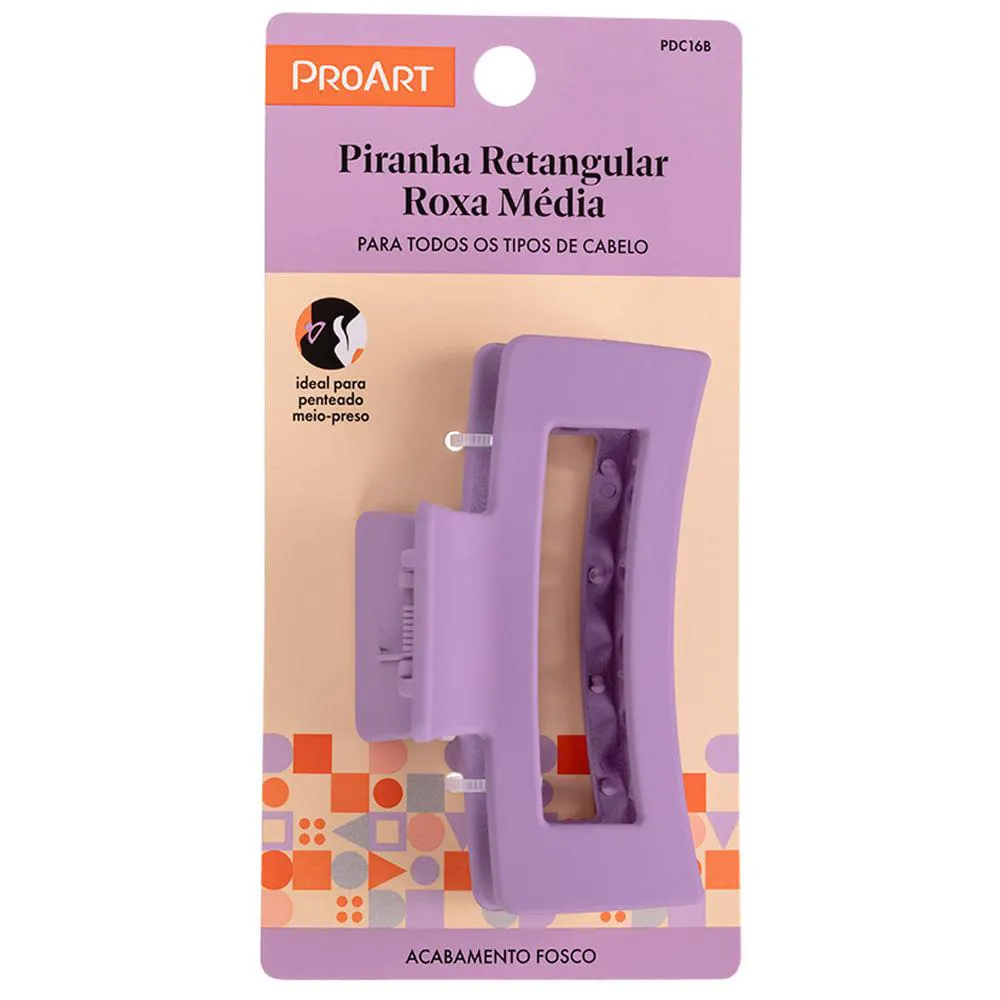 Prendedor de Cabelo Retangular Proart Média Roxa