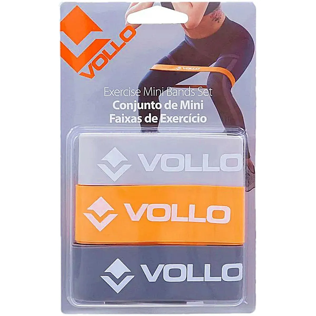 Kit 03 Faixas Elásticas Mini Bands Vollo Vp1007