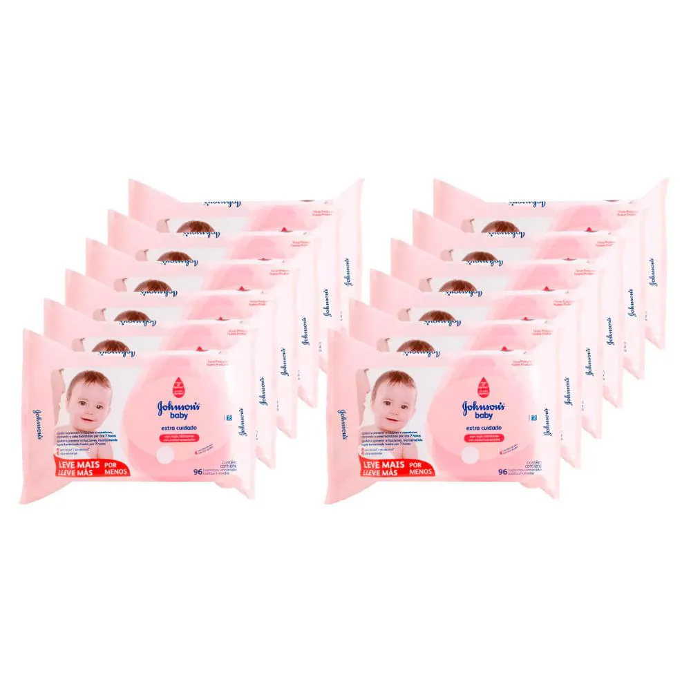 Kit Johnson’s Baby Extra Cuidado - Toalhas Umedecidas 12X 96un