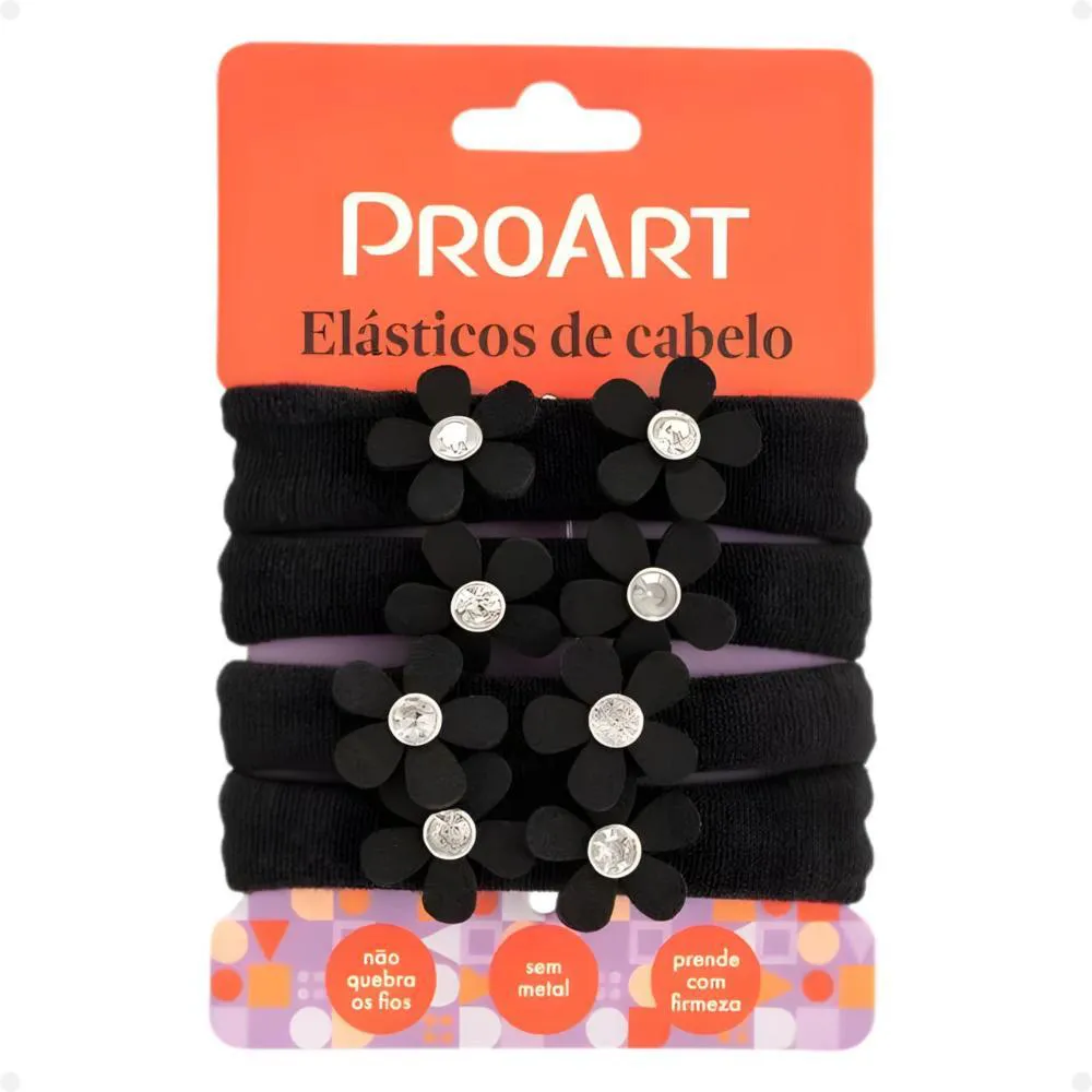 Elásticos de Cabelo Proat Flor Cor Preto Ec11B