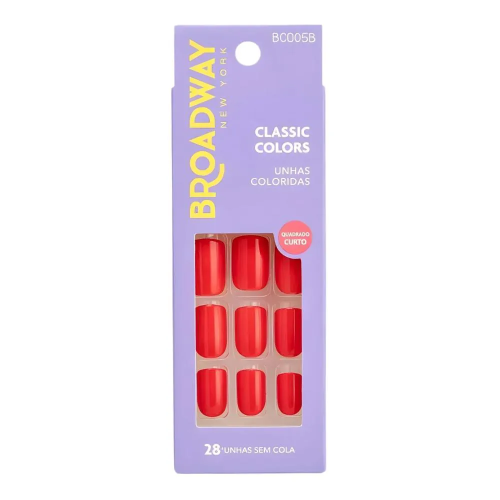 Unhas Postiças Broadway Kiss Ny Classic Colors Quadrado Curto Vintage Bco05B
