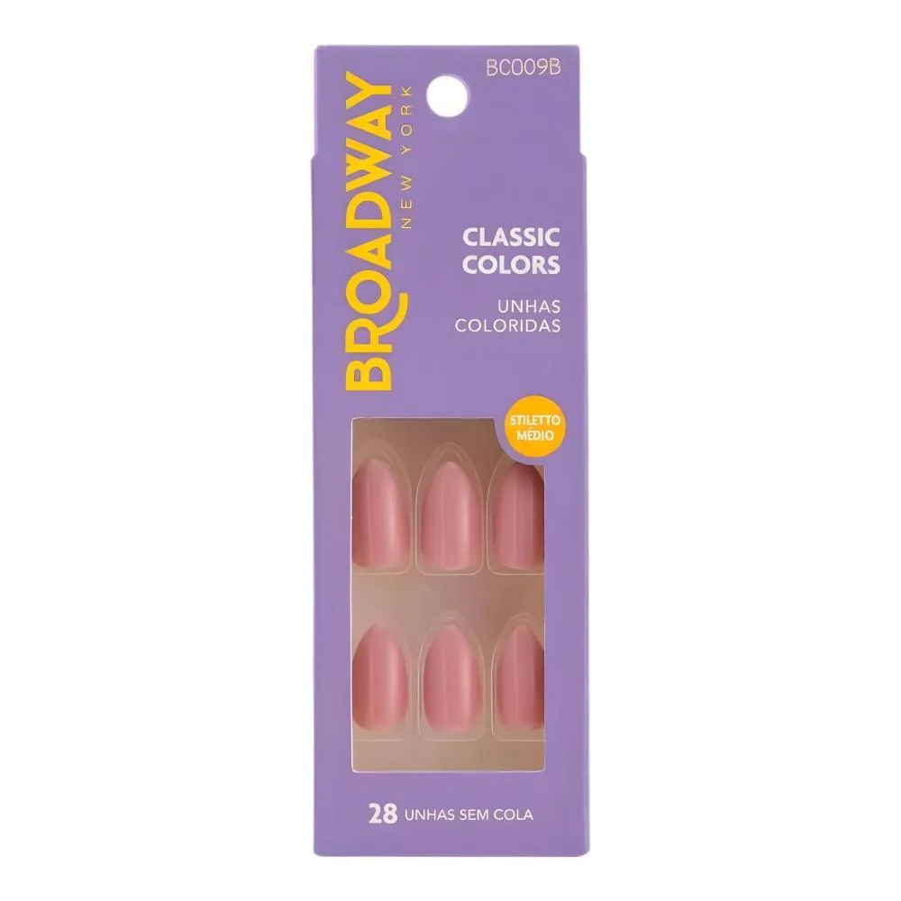 Unhas Postiças Broadway Kiss Ny Classic Colors Stiletto Médio Forest Bc009B