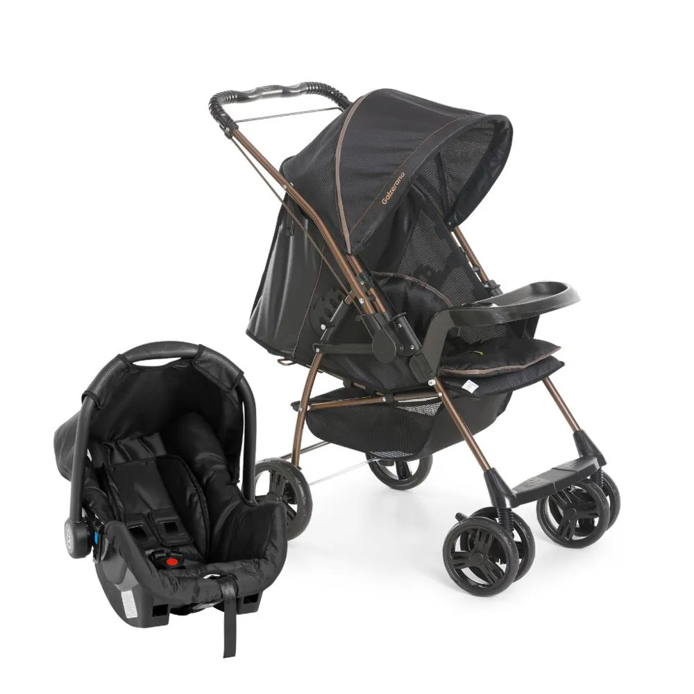 Carrinho Travel System Milano Reversível Ii Preto e Cobre - Galzerano