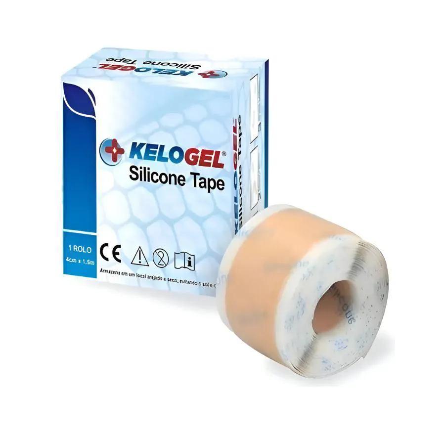 Silicone Tape para Cicatriz e Quelóides Medico Hospitalar 4Cmx1,5M Rolo Kelogel
