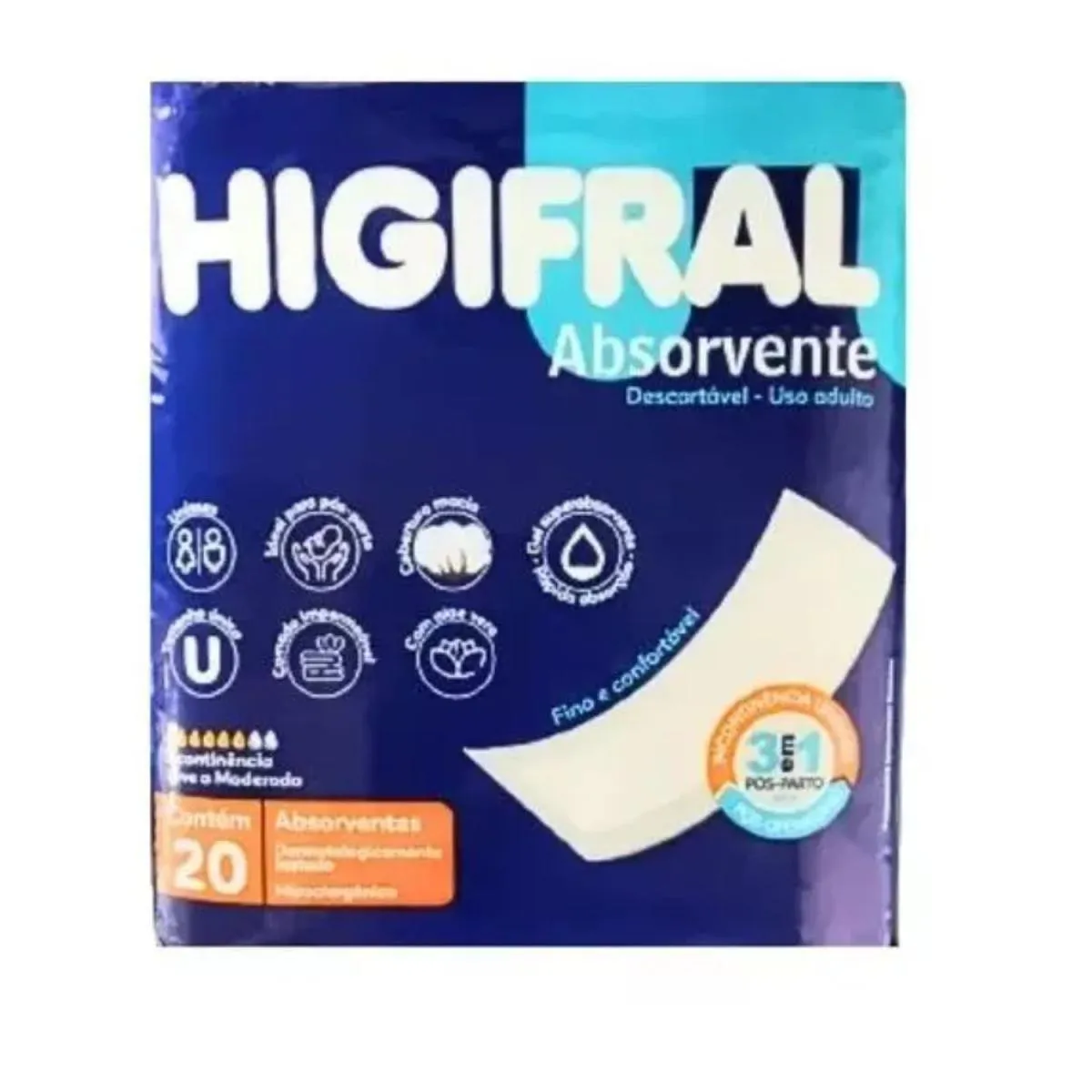 Absorvente Geriátrico Pós-Parto Higifral C/20 Unidades