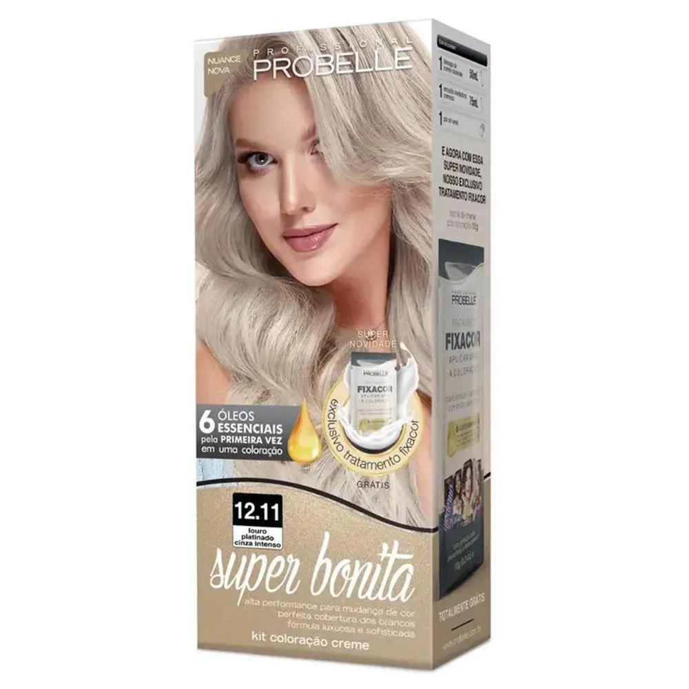 Tintura Probelle Super Bonita 12.11 Loiro Platina Cinza Intenso