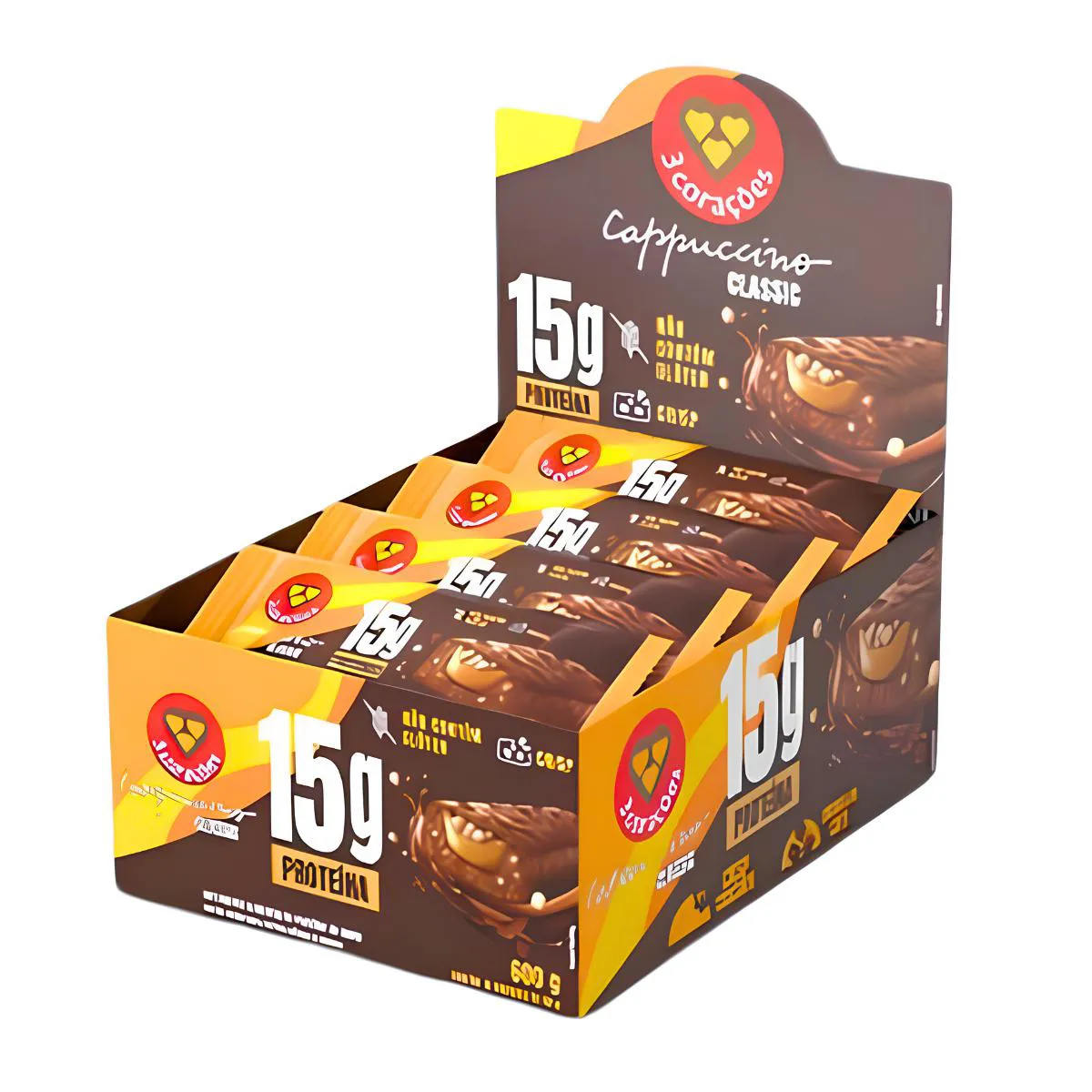 Barra Proteica 3 Corações Cappuccino Classic 12 Unidades 50G