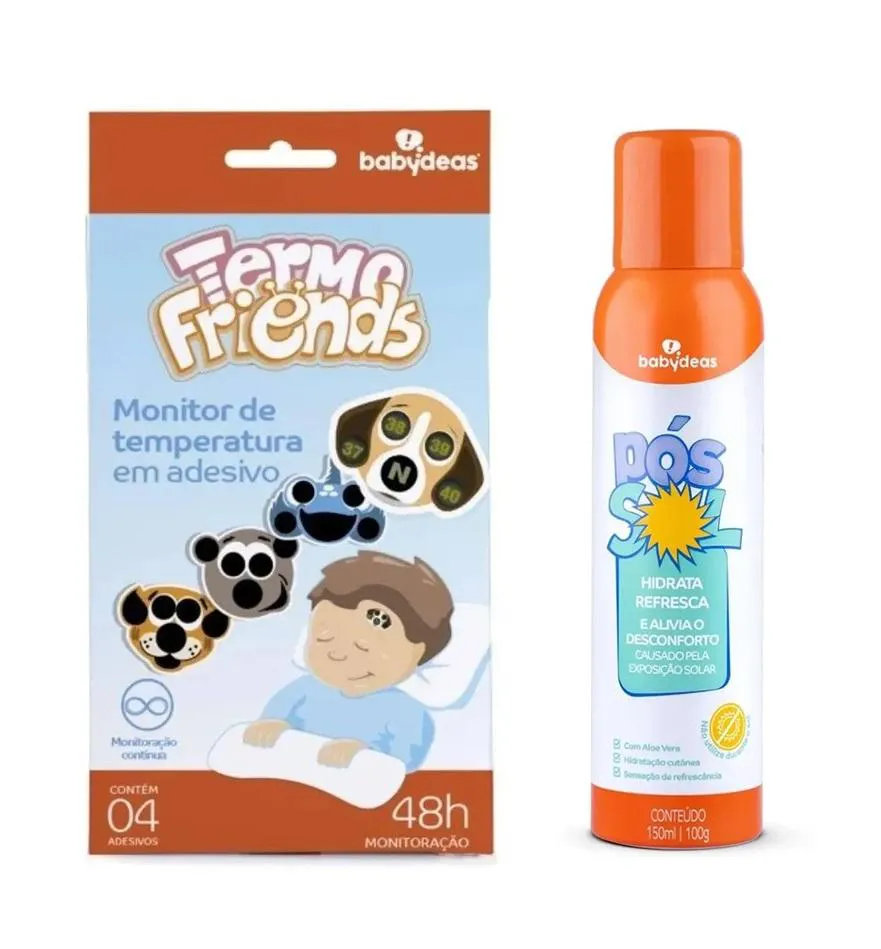 Kit Adesivo Monitor de Temperatura + Spray  Pós Sol Hidratação 150Ml Babydeas