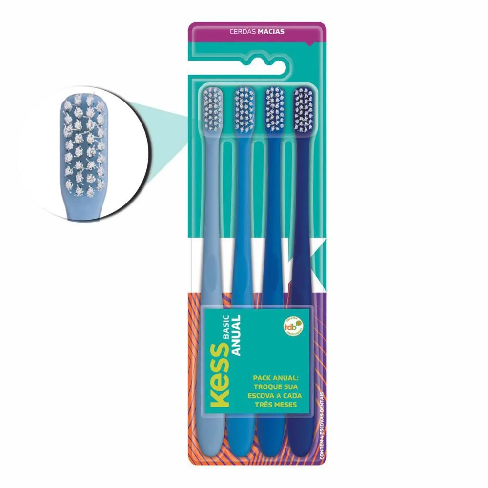 Escova Dental Kess Basic Anual Cores Sortidas Cód.2102