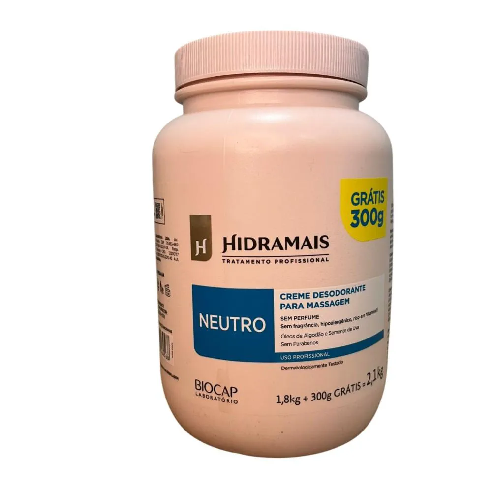 Creme para Massagem Neutro 1,8Kg + 300G Hidratação