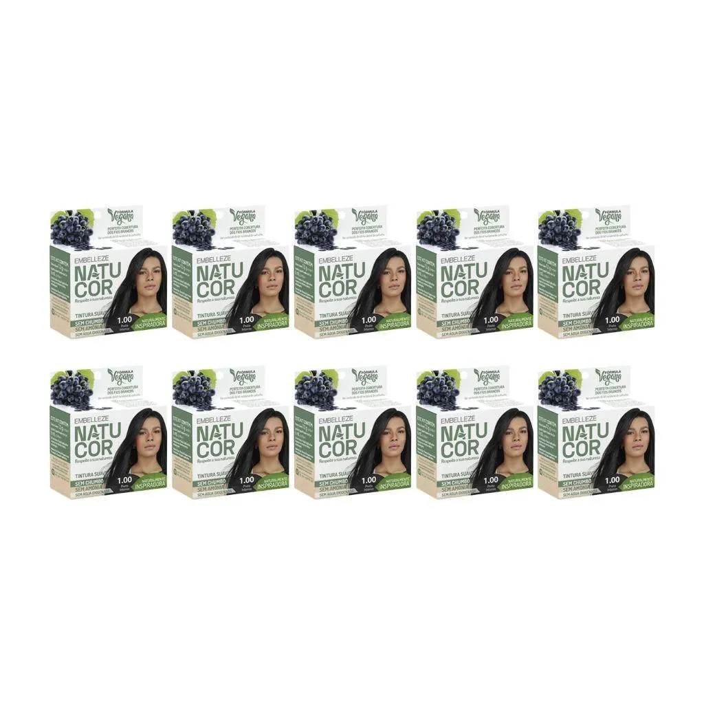 Coloraçao Natucor 1.00 Preto Intenso - Kit C/10Un