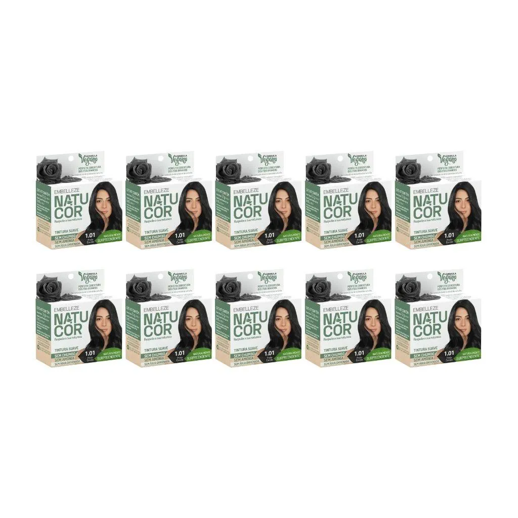 Coloraçao Natucor 1.01 Preto Carvao - Kit C/10Un