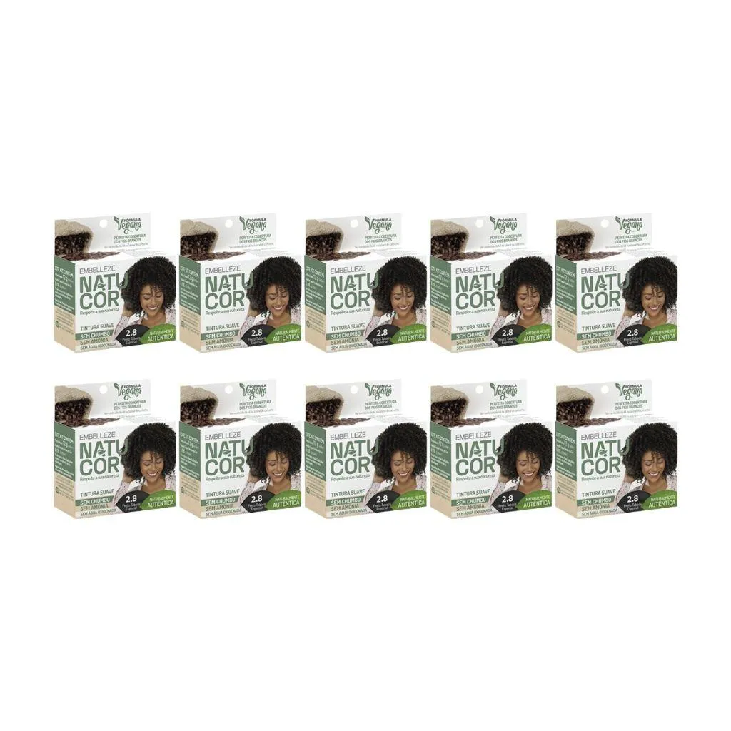 Coloraçao Natucor 2.8 Preto Tabaco - Kit C/ 10Un