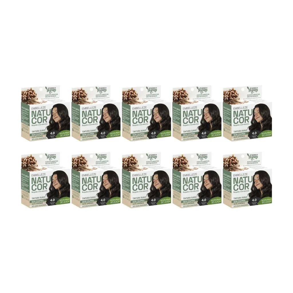Coloraçao Natucor 4.0 Castanho Medio - Kit C/10Un