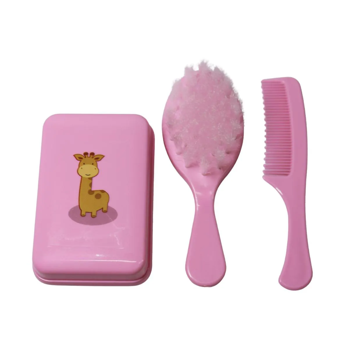 Kit Hora do Banho Bebê Pente + Escova + Saboneteira Rosa - Ninet