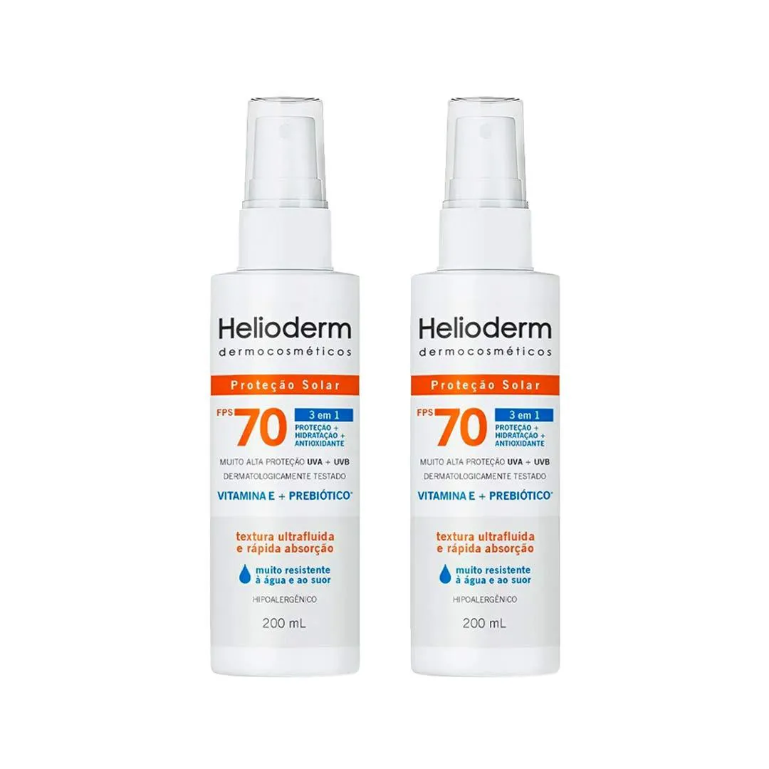 Kit 2 Protetor Helioderm Spray Fps 70 - 200Ml - Kley Hertz