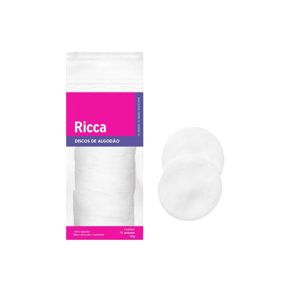 Disco de Algodão para Limpeza de Pele/Unha 50Un Ricca