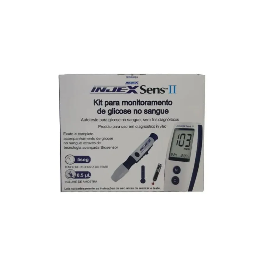 Kit Completo Glicose Monitor Injex Sens Ii 50 Tiras 50 Lance