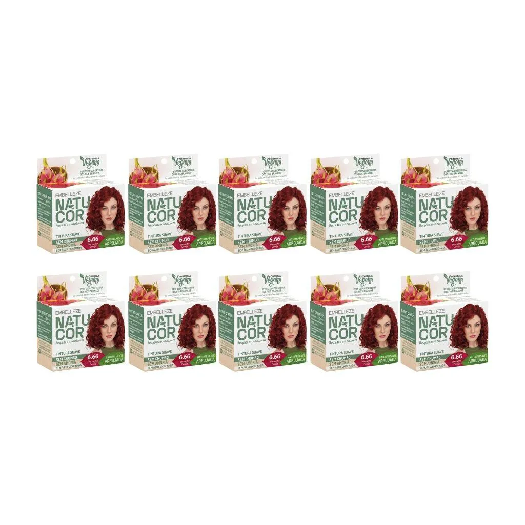Coloraçao Natucor 6.66 Vermelho Cereja - Kit C/10Un