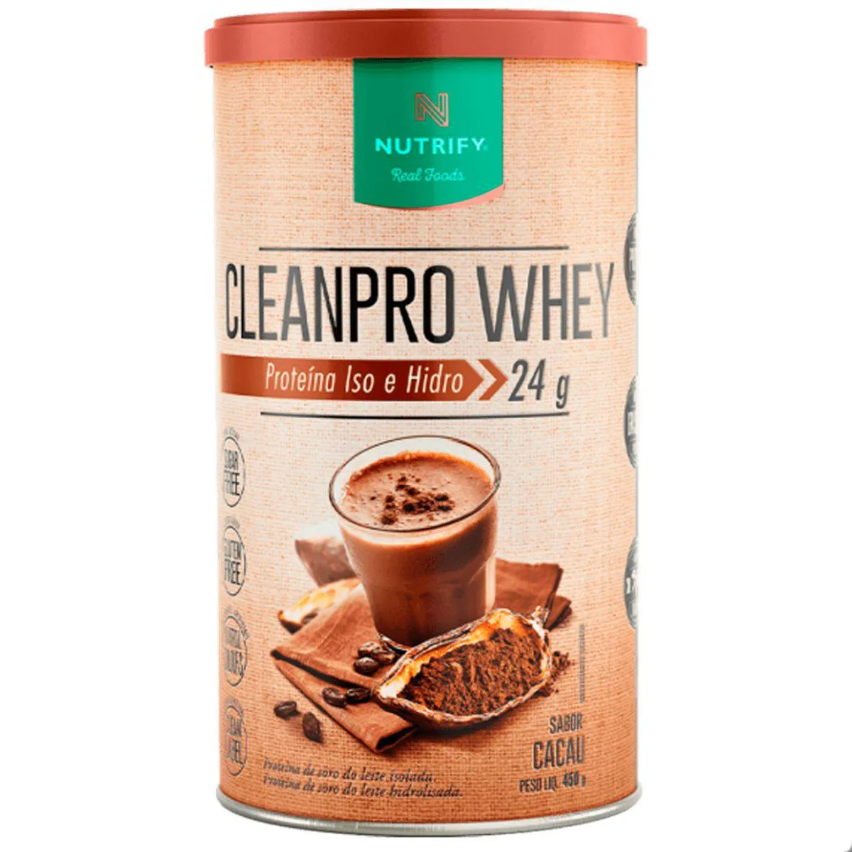Clean Pro Whey Iso e Hidro 450G Nutrify Cacau