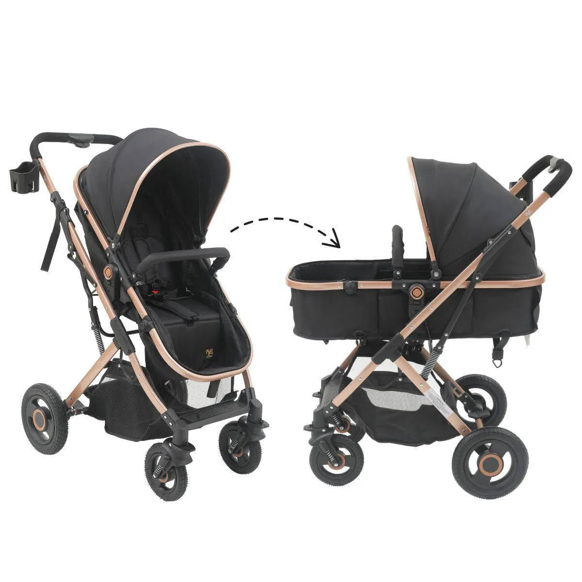 Carrinho Passeio Bebê Moisés Reversível Elysian Maxi Baby Preto