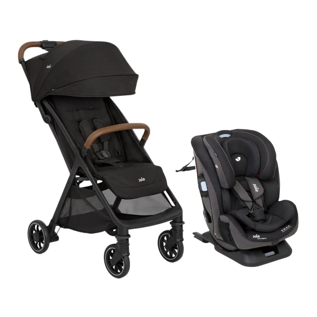 Carrinho de Bebê Pact Pro Chumbo Shale com Cadeirinha de Carro Every Stage Fx Preta - Joie