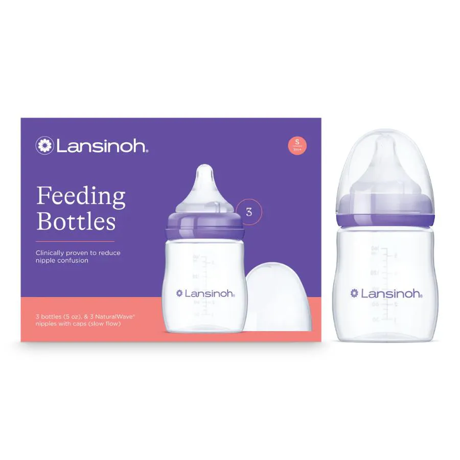 Kit 3 Mamadeiras Lansinoh 160Ml – Anti-Cólica com Bico Fluxo Lento