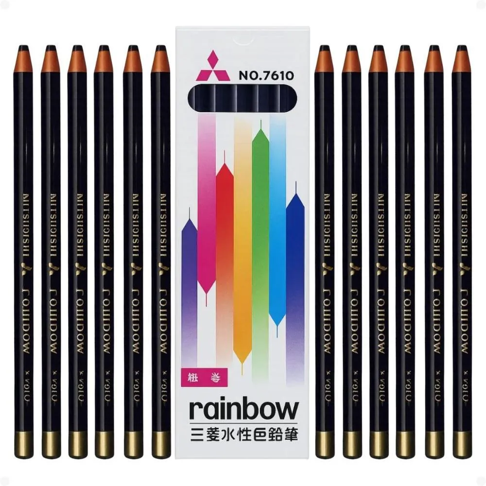 Kit Mitsubishi Rainbow: 12 Lápis Dermatográfico Preto 7610-24