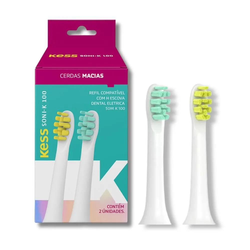Refil para Escova Dental Elétrica Kess Soni-K 100 com 2 Unidades Cod.2526