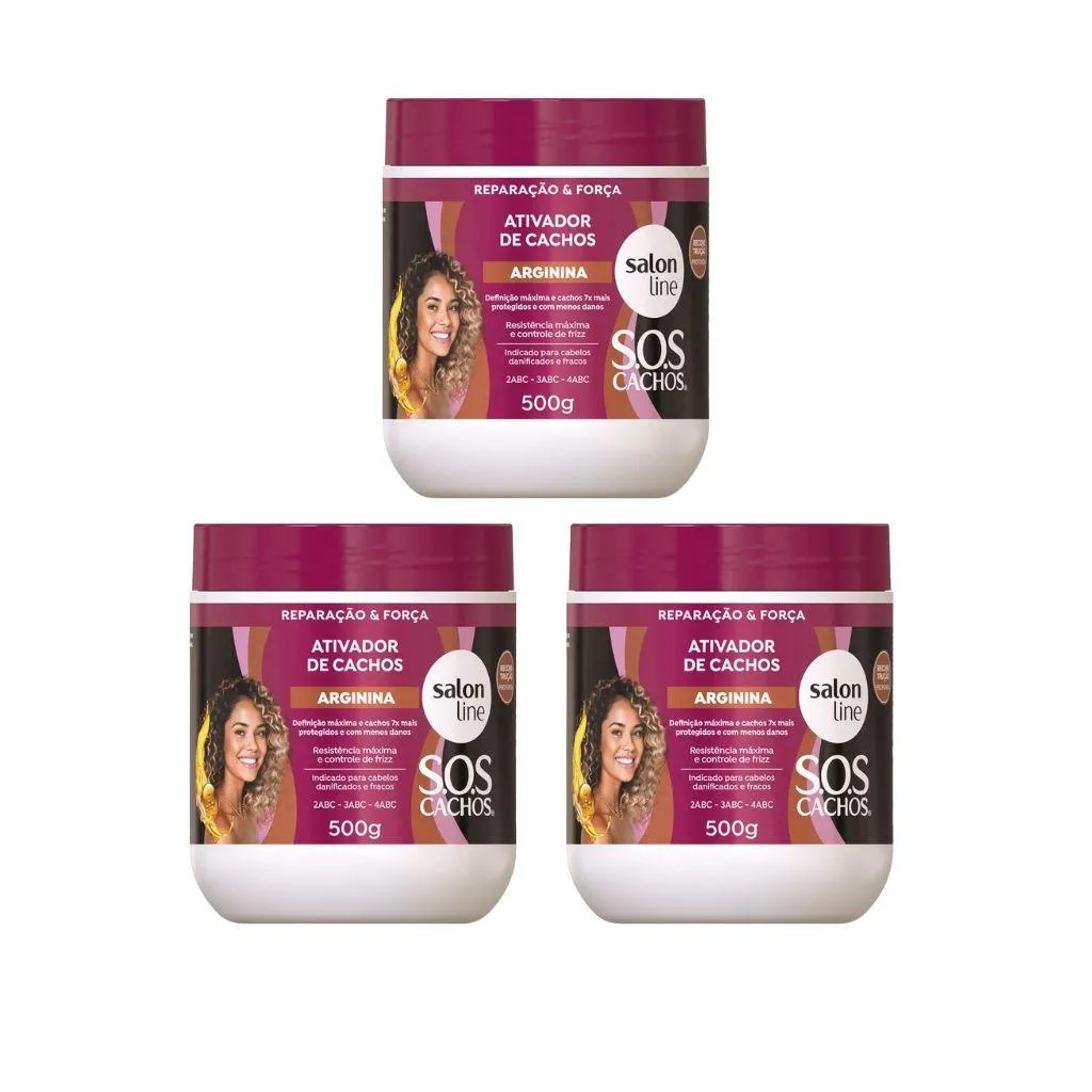 Ativador de Cachos Salon Line 500G Reconstruçao - Kit C/3Un
