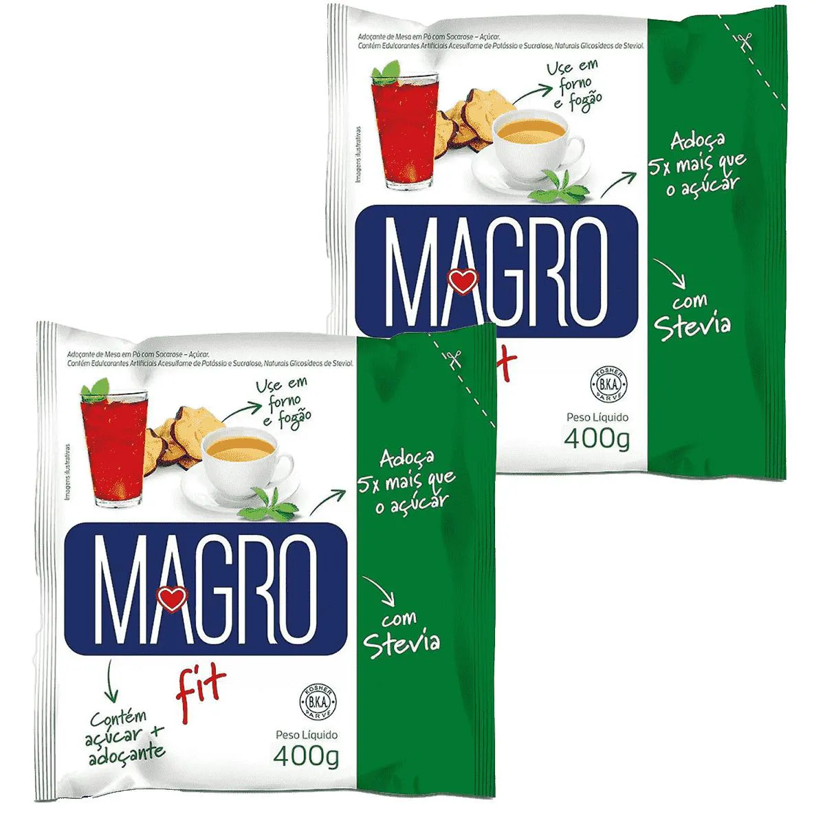 2X Açúcar Light em Pó com Stevia Adoçante - Magro Fit