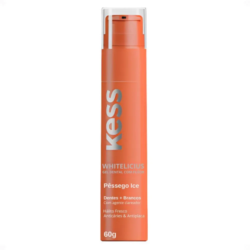 Gel Dental Kess Whitelicious Dentes Mais Brancos Pêssego Ice 60G