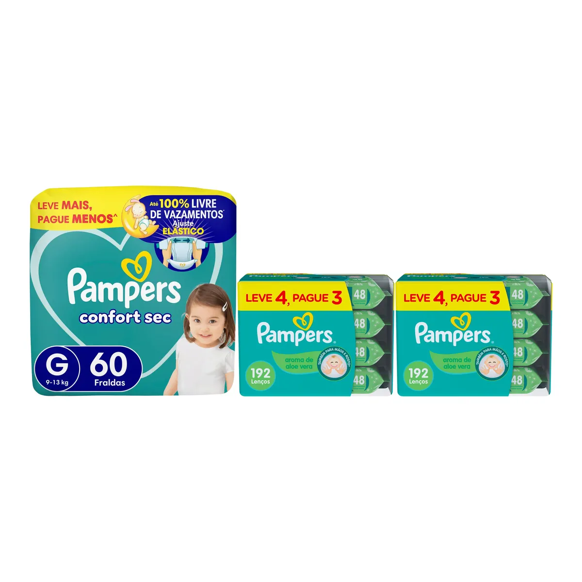 Kit Chá de Bebê Pampers Fralda G e Lenço Umedecido