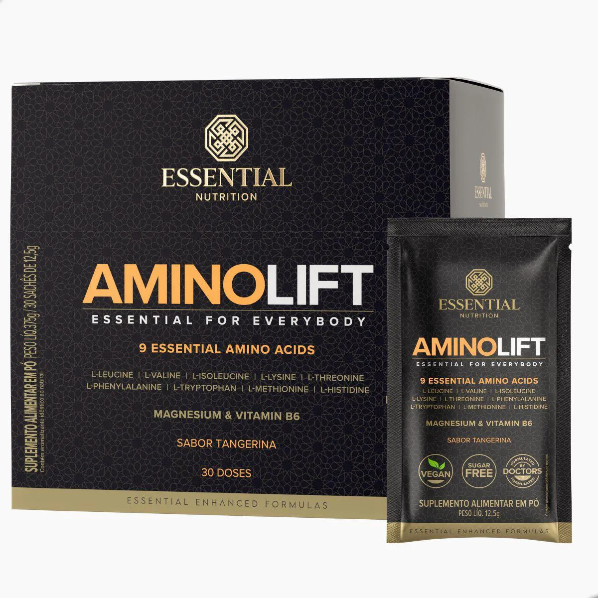 Aminolift Vegano 30 Sachê 12,5G Box 375G Essential Nutrition Tangerina