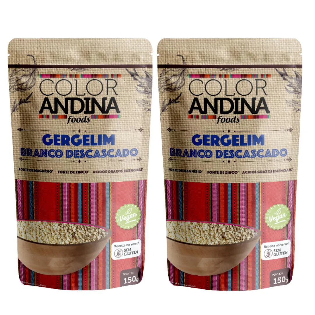 Gergelim Branco Descascado Color Andina 150G - 2 Pacotes