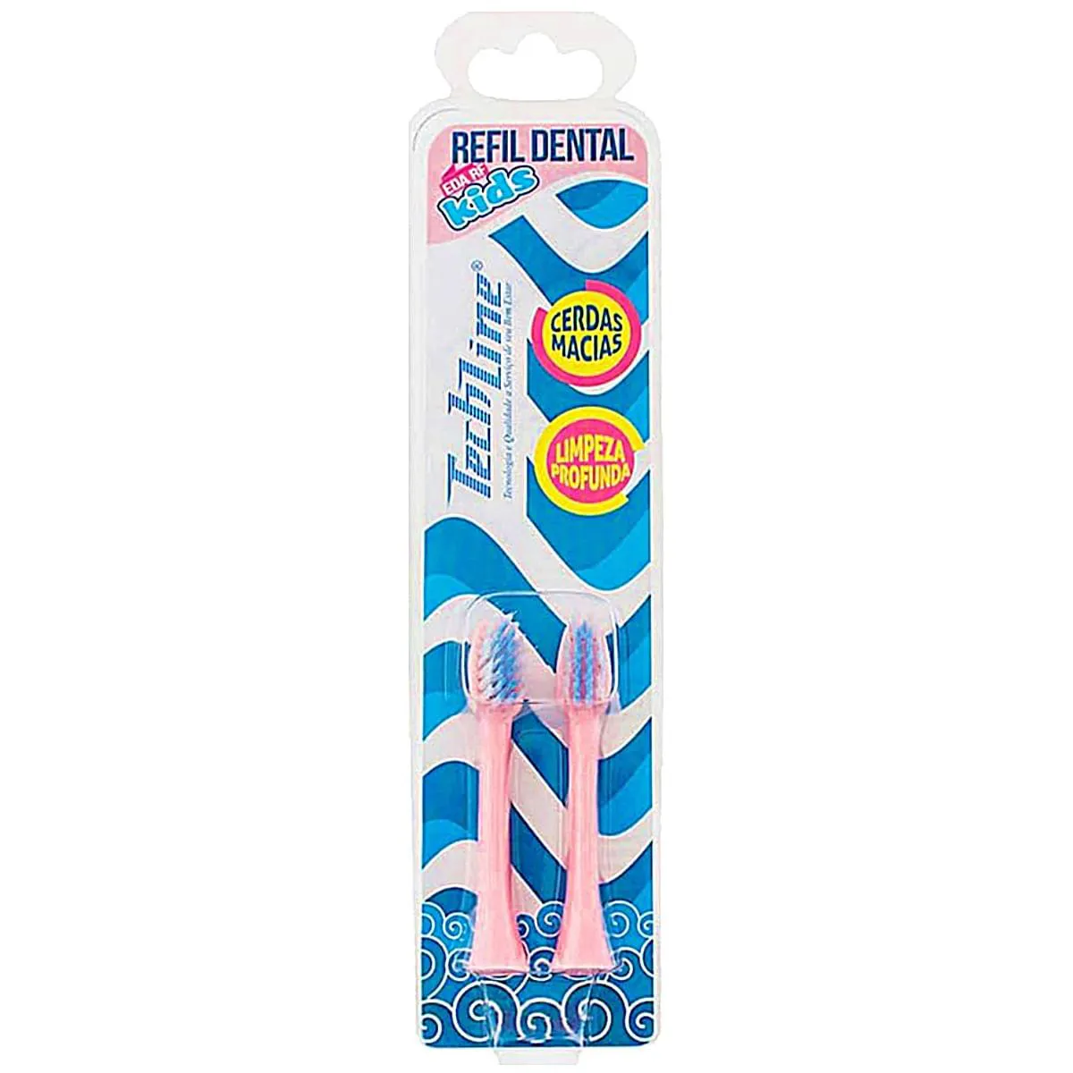 Refil para Escova Dental Techline Kids Porco - 02 Unidades