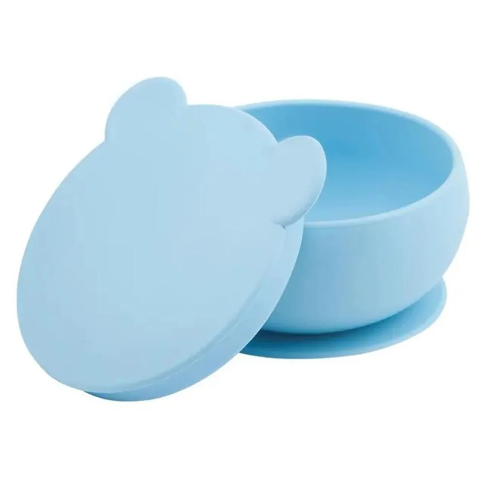 Tigela Urso de Silicone Bowly 450Ml Mineral Blue - Minikoioi