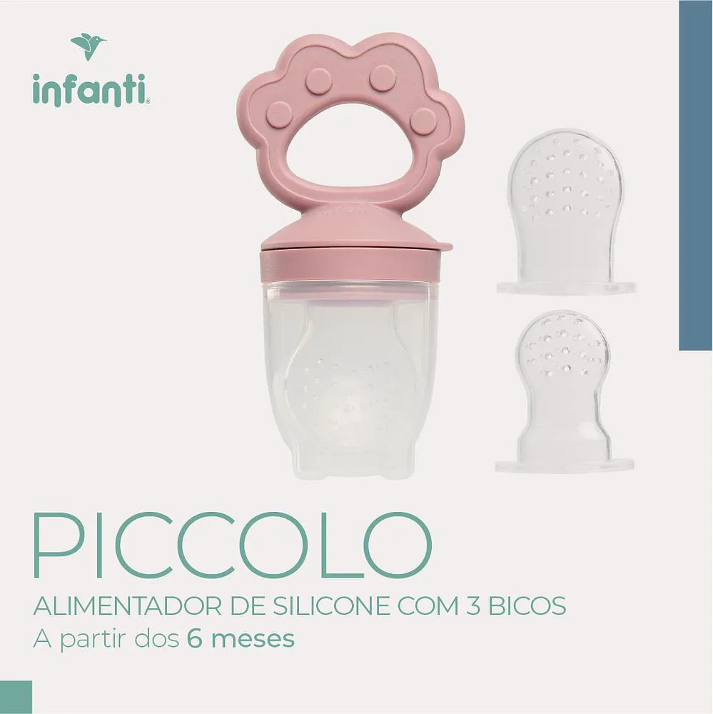 Alimentador Infantil de Silicone Piccolo 3 Bicos Rosa - Infanti