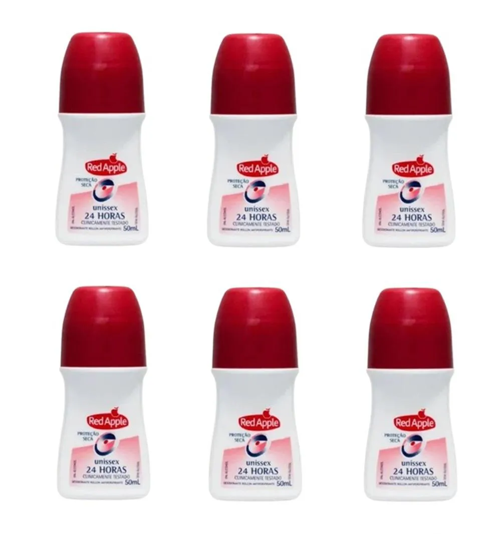 Kit 6 Desodorante Roll On Red Apple Unissex 50Ml - Red Apple