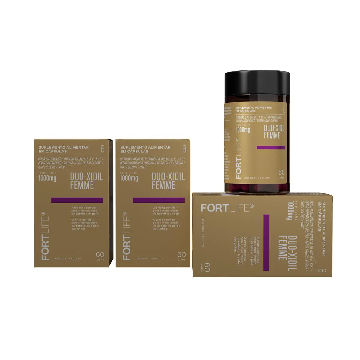 Kit 3 Und Duo-Xidil Femme 1000Mg 60 Cápsulas Fortlife