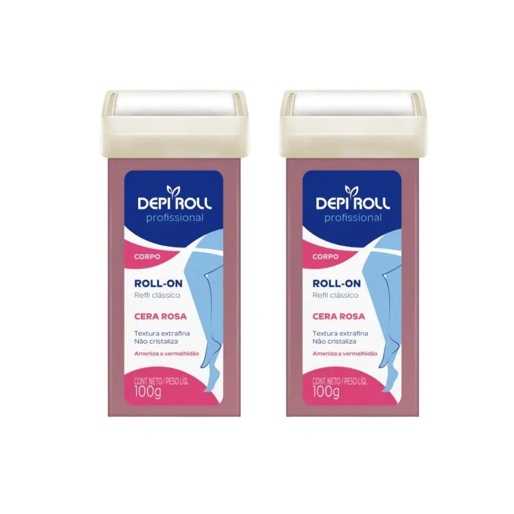 Depilatorio Depiroll Roll-On 100G Rosa - Kit C/ 2Un