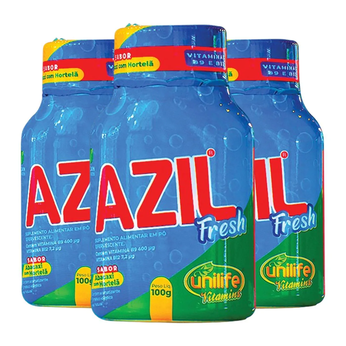 Kit 3 Azil Fresh Unilife Abacaxi e Hortelã 100G