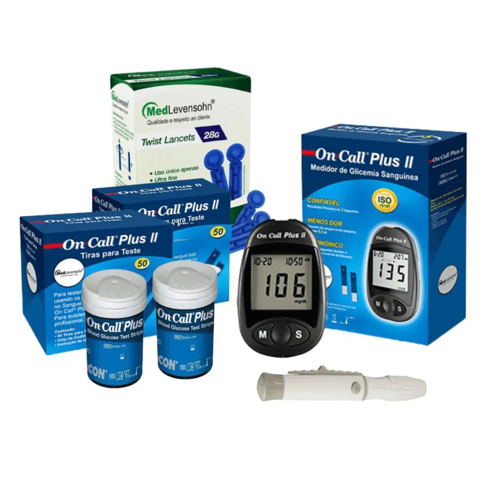Kit Glicose: Monitor + 100 Tiras + 100 Lancetas Ocp Ii