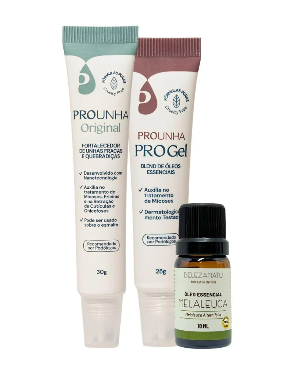 Kit Pro Unha, Pro Gel e Óleo Essencial Melaleuca 10Ml Belezanatu