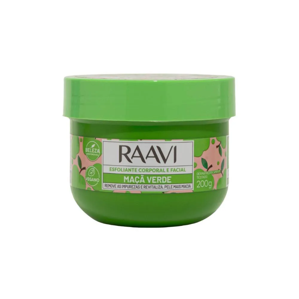 Creme Esfoliante Raavi Maçã Verde Renovacao Corporal 200 G