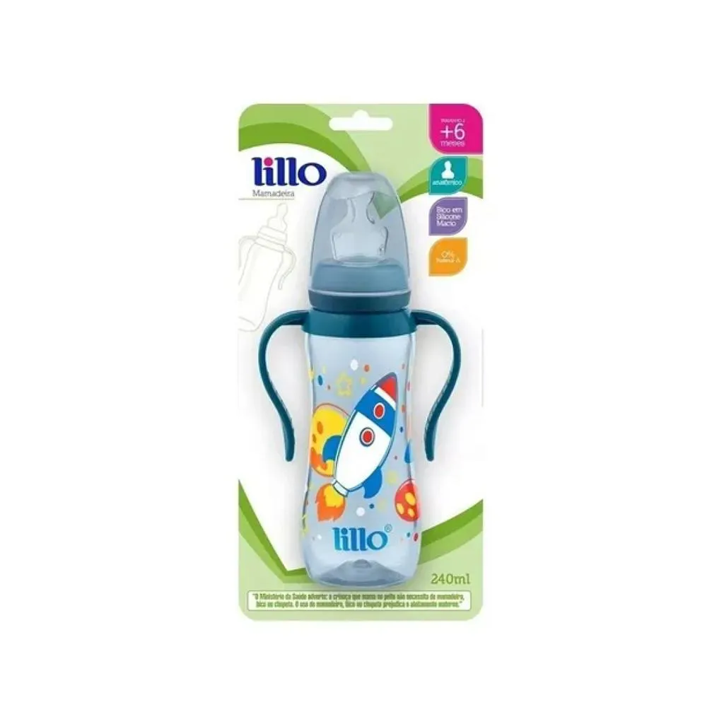 Mamadeira Sonho Acinturada Lillo 240Ml Azul