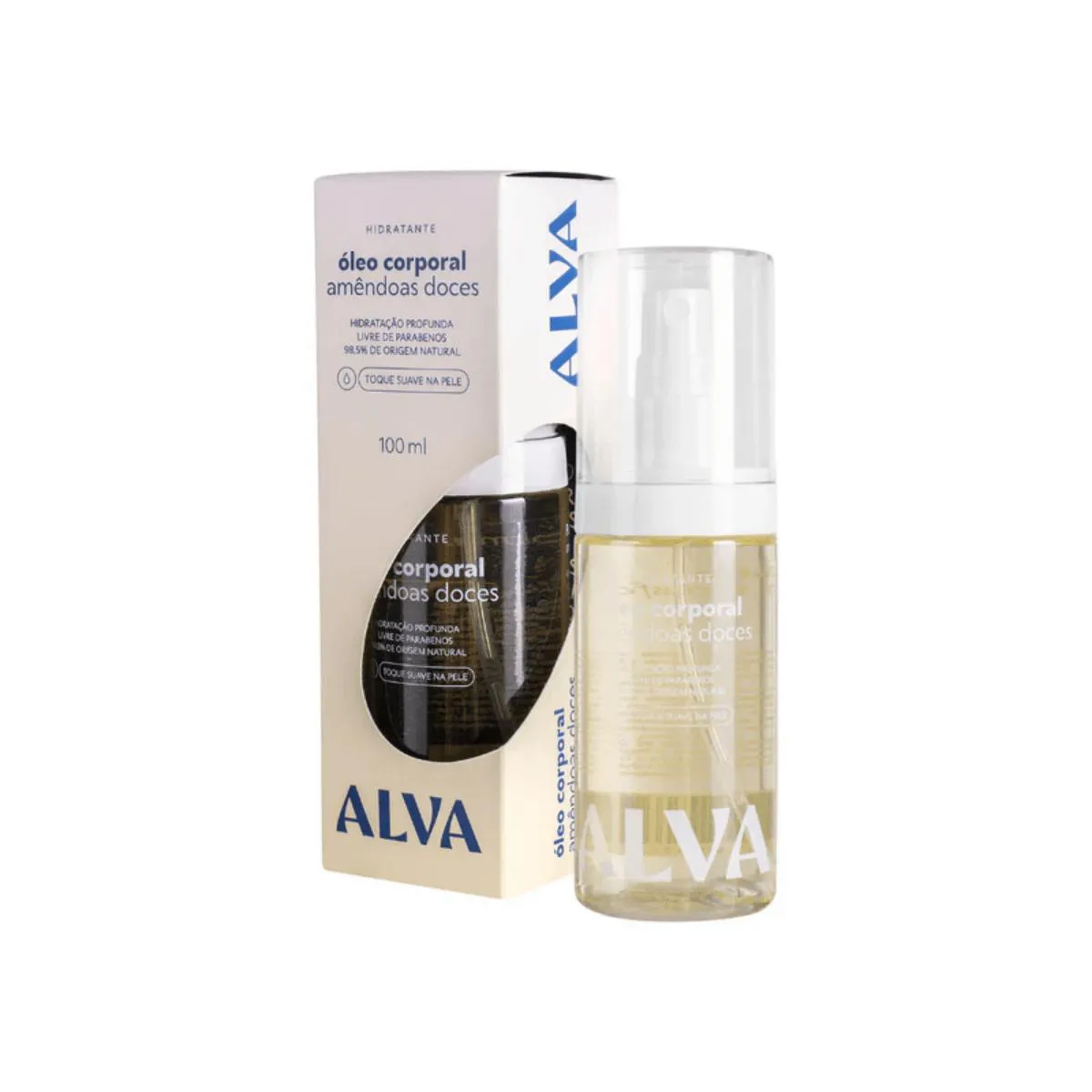 Óleo Corporal de Amêndoas Doces Puro 100Ml Alva