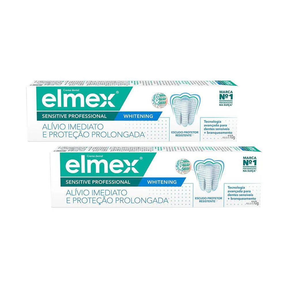 Kit 2 Cremes Dentais para Sensibilidade Elmex Sensitive Professional Whitening 110G